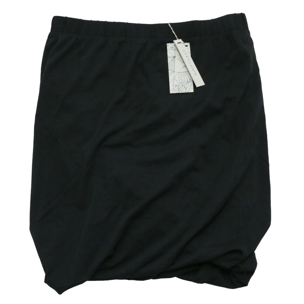 Grey State Sz 1 Marais Skirt Noir Black‎ Stretch Pull On Casual Midi Skirt Women